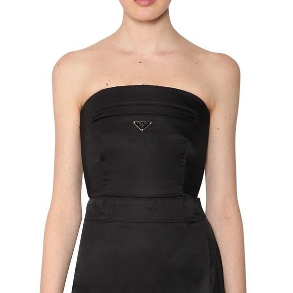 Prada Women's Black Nylon Gabardine Bustier Crop Top size 36 NWT - Picture 5 of 8